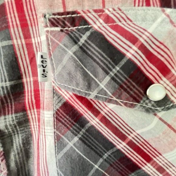 Levi's Pearl Snap Shirt Cowboy Western Long Sleeve Plaid Men's Size Large - Picture 6 of 10